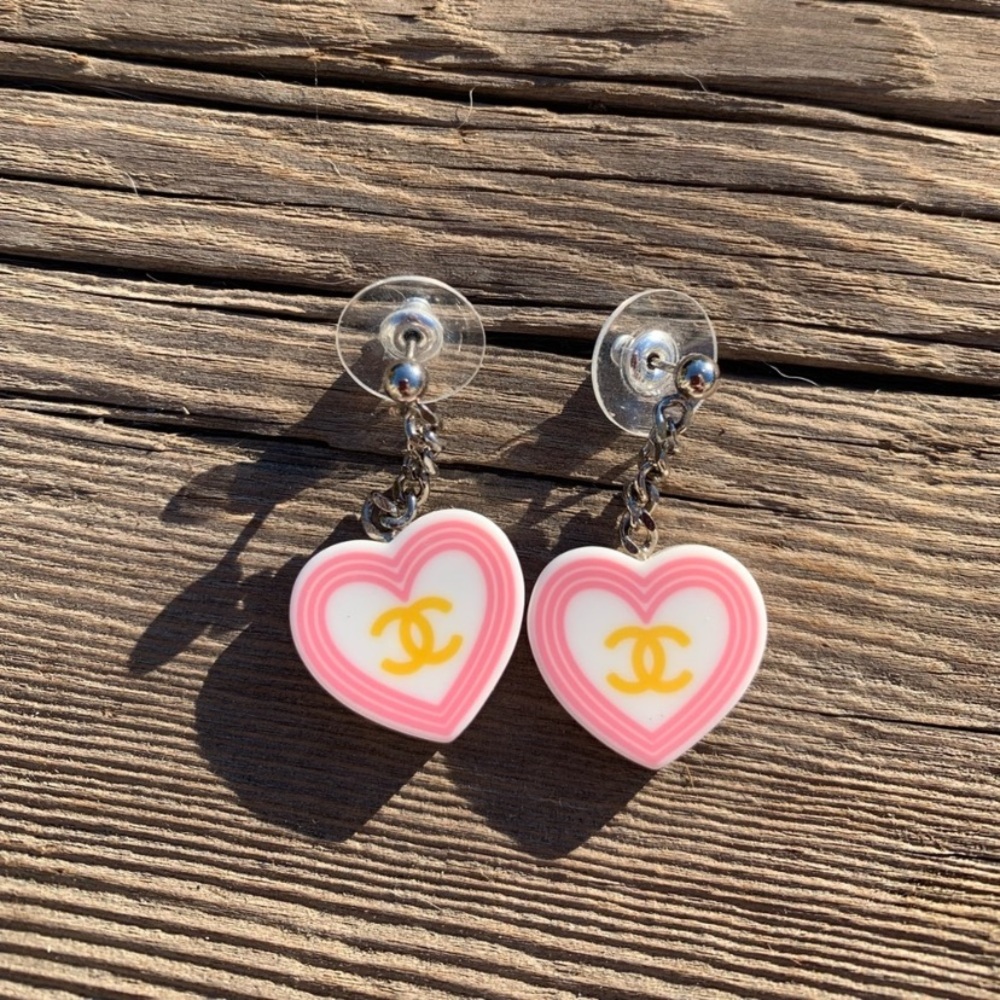 Chanel Heart   earrings, set Necklace Pendant Silve